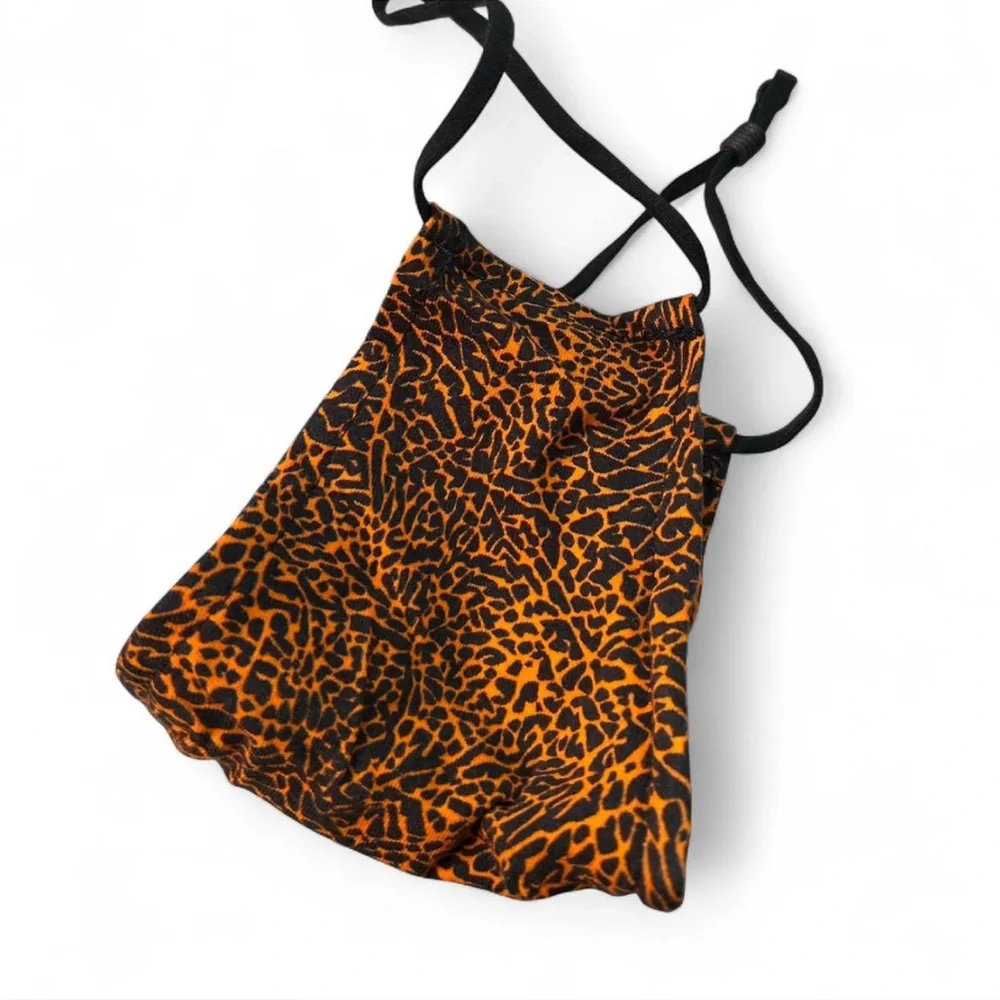 Leopard Print Face Mask - Orange and Black
